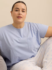 White Mini Croissant Flowy Rib Knit Capri Pyjama Pant - ti Voglio