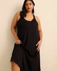 Knit Long Cover-Up Dress with Crochet Detail