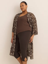 Responsible, Brown Capri Legging with Beaded Keyhole at Hem