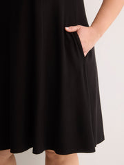 Responsible, Ribbed Sleeveless Boat Neck Swing Dress