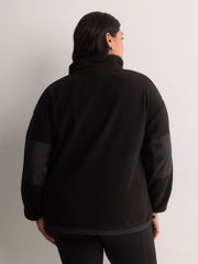 Black Short Polar Fleece Jacket with Contrast Trim - Active Zone
