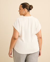Split Neck Blouse with Extended Sleeves