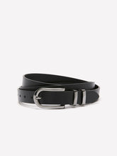 Black Faux Leather Belt with Double Metal Loop