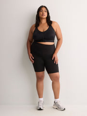 Black Wireless Medium Support Sports Bra with Front Zip Closure - Active Zone