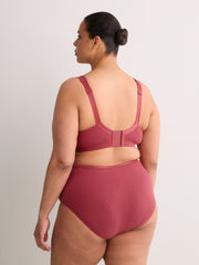 Wireless Red Ribbed Cotton Bra with Picot Trim - tiVOGLIO