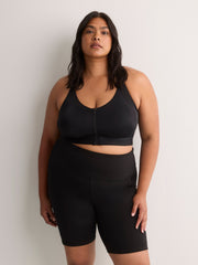 Black Wireless Medium Support Sports Bra with Front Zip Closure - Active Zone