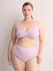 Lavender Wireless Front-Closure Ribbed Knit Bra - ti Voglio