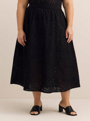 Embroidered Cotton Midi Skirt