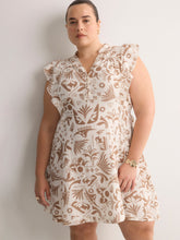 Short Flutter-Sleeve Swing Dress