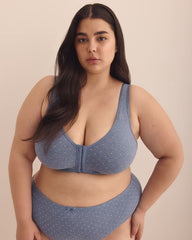 Unlined Front-Closure Dotted Cotton Bra - ti Voglio