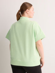 French Terry Half-Zip High-Neck Cap-Sleeve Sweatshirt - Active Zone