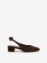 Extra Wide Width, Brown Leather Slingback Low Block Heel Shoe