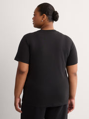 Black Short-Sleeve Crewneck Tee with Small Logo - adidas