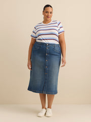 Midi Denim Skirt with Front Buttons - d/C Jeans