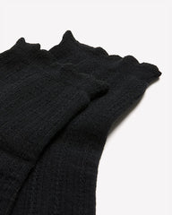 Textured Ankle Socks with Scalloped Edge