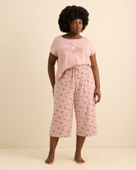 Mauve Bambi Pyjama Top with Lace Neckline - ti Voglio
