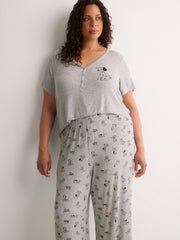 Grey Textured Knit Pyjama Pant with Dalmatian Print - Disney