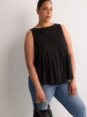 Sleeveless Swing Pintuck Knit Top