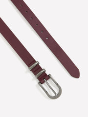 Purple Faux Leather Belt with Double Metal Loop