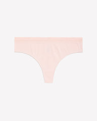 Pink Cotton Thong with Wide Lace Waistband - tiVOGLIO