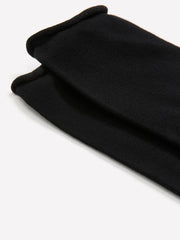 Black Basic Rolled-Edge Crew Socks