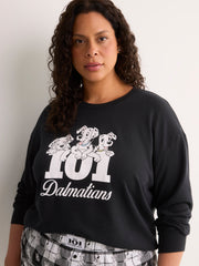 Black Long-Sleeve Pyjama Sweatshirt with Dalmatian Chest Print - Disney