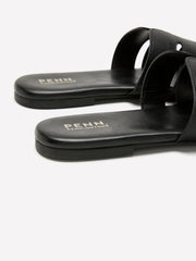Wide Width, Zophie Black Faux-Leather H-Band Flat Sandal