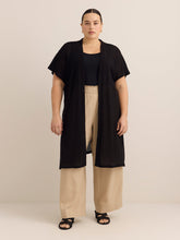 Relaxed-Fit Short-Sleeve Crochet Tunic Cardigan