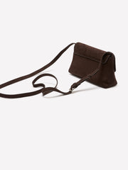 Brown Faux-Suede Crossbody Handbag