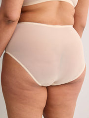 Grey Mesh Brief with Embroidered Front - Déesse