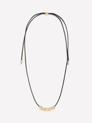 Short Corded Necklace with Golden Pendant