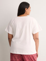 Short-Sleeve Boxy Pyjama Top with Snow White Print - tiVOGLIO