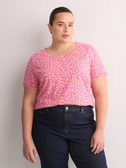 Curvy-Fit Printed Short-Sleeve Crew-Neck Tee