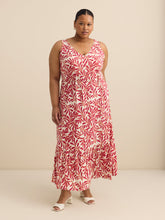 Responsible, V-Neck Sleeveless Tiered Maxi Dress with Tie Belt