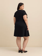 Responsible, Short-Sleeve Scoop-Neck Dress with Side Knot