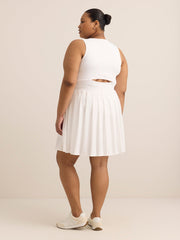 White Pleated Tennis Dress with Open Back - Active Zone