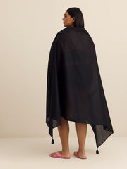Black Pareo with Tassels Details