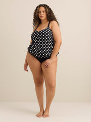 Printed Blouson Tankini Top with Back Ring Detail