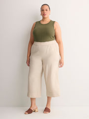 Grey Pointelle Knit Fitted Tank Top