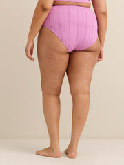 Violet High-Waist Mid-Leg Eyelet Swim Brief