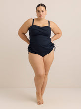 Navy Blue High-Waisted High-Leg Crisscross Swim Brief