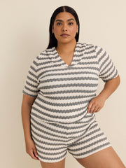 White Striped Textured Cover-Up Short - Cover Me