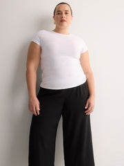 Woven Wide-Leg Slip-On Cropped Pant