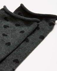 Rolled Edge Crew Socks with Heart Print