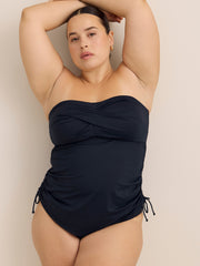 Black Twisted Bandeau Tankini Top