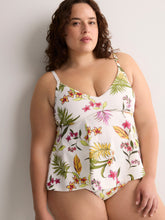 White Floral Swing Tankini Top