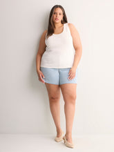 Scoop-Neck Embroidered Ribbed Knit Fitted Tank Top