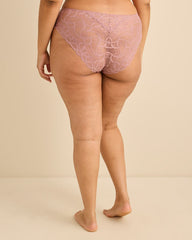 Dark Rose High-Cut Lace Brief with Mesh Inserts - Déesse Collection