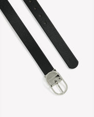Reversible Faux-Leather Belt with Oval Buckle