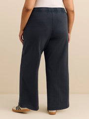 French Terry Wide-Leg Pants with Wash Effect - ActiveZone